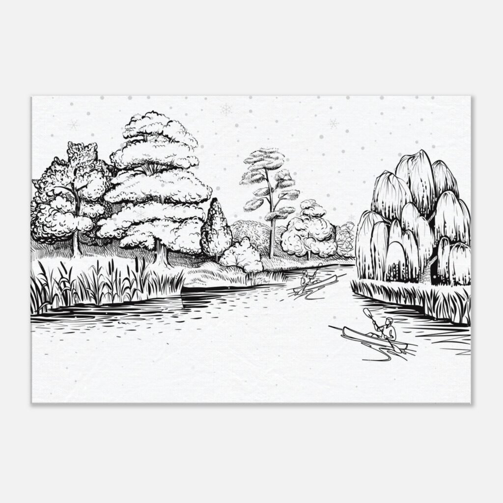 Tranquil River Scene Nature Wall Art Print on Canvas- Artisiem