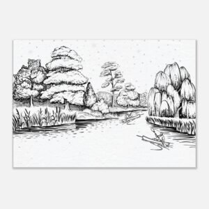 Tranquil River Scene Nature Wall Art Print on Canvas- Artisiem