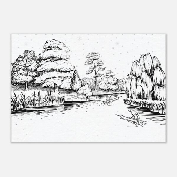 Tranquil River Scene Nature Wall Art Print on Canvas- Artisiem
