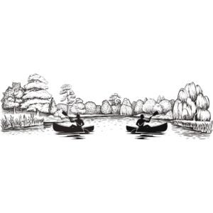 Minimalistic Nature Wall Art A Canoe Serenity- Artisiem