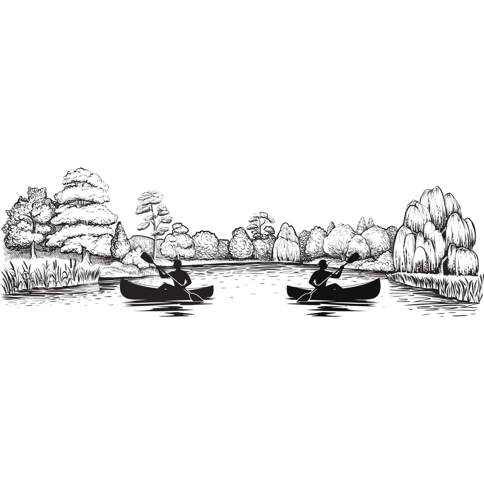 Minimalistic Nature Wall Art A Canoe Serenity- Artisiem