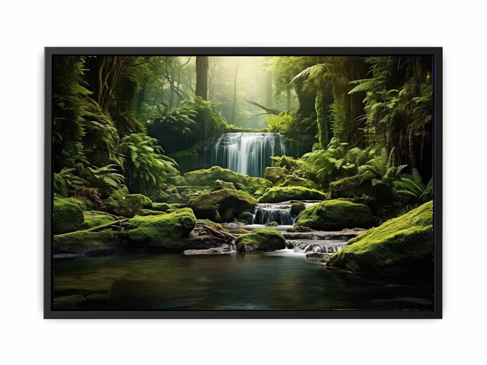 Rainforest Waterfall Canvas Wall Art- Artisiem