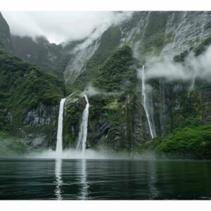 Waterfall Painting Canvas Art Print