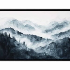 Misty Peaks Calm Mountain Landscape Canvas Wall Art- Artisiem