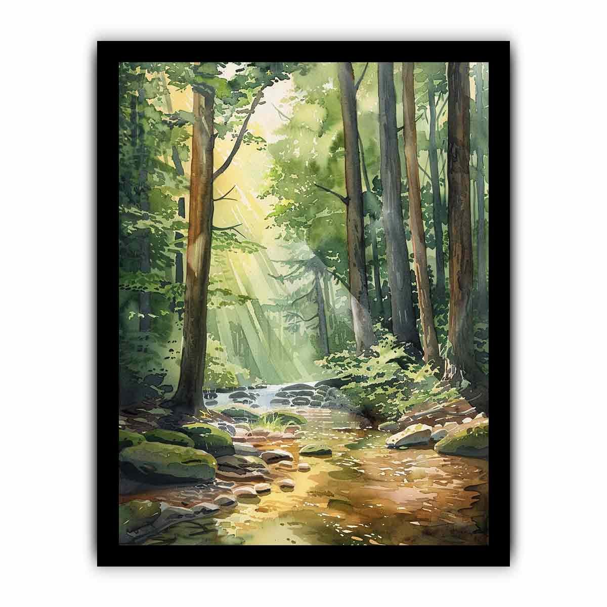 Calm Forest Stream Canvas Wall Art - Image 34