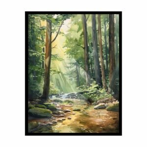 Calm Forest Stream Canvas Wall Art- Artisiem