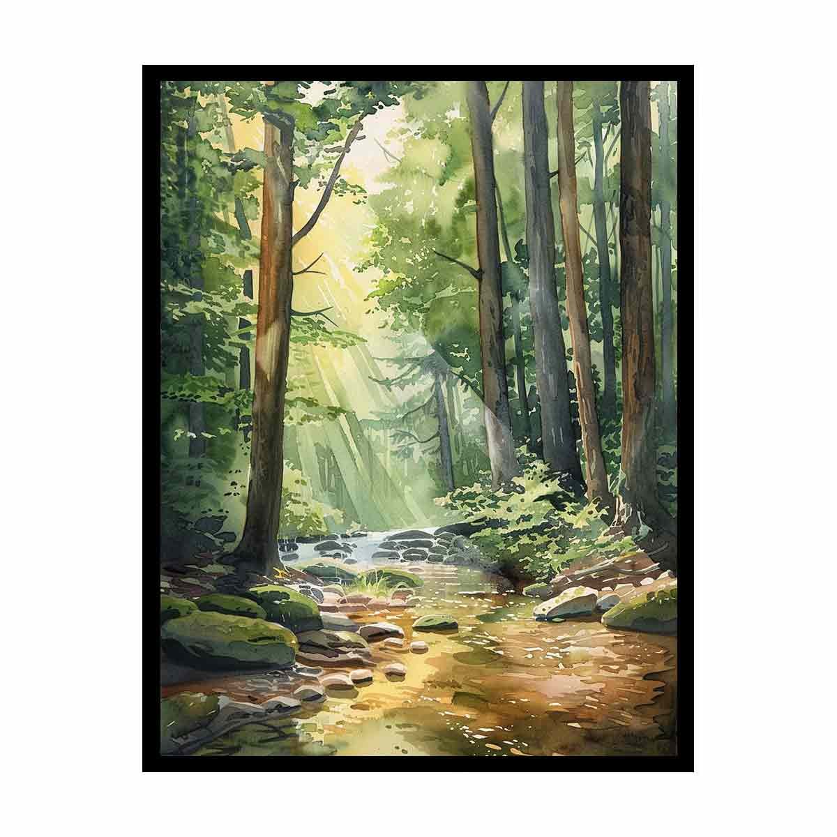 Calm Forest Stream Canvas Wall Art - Image 5