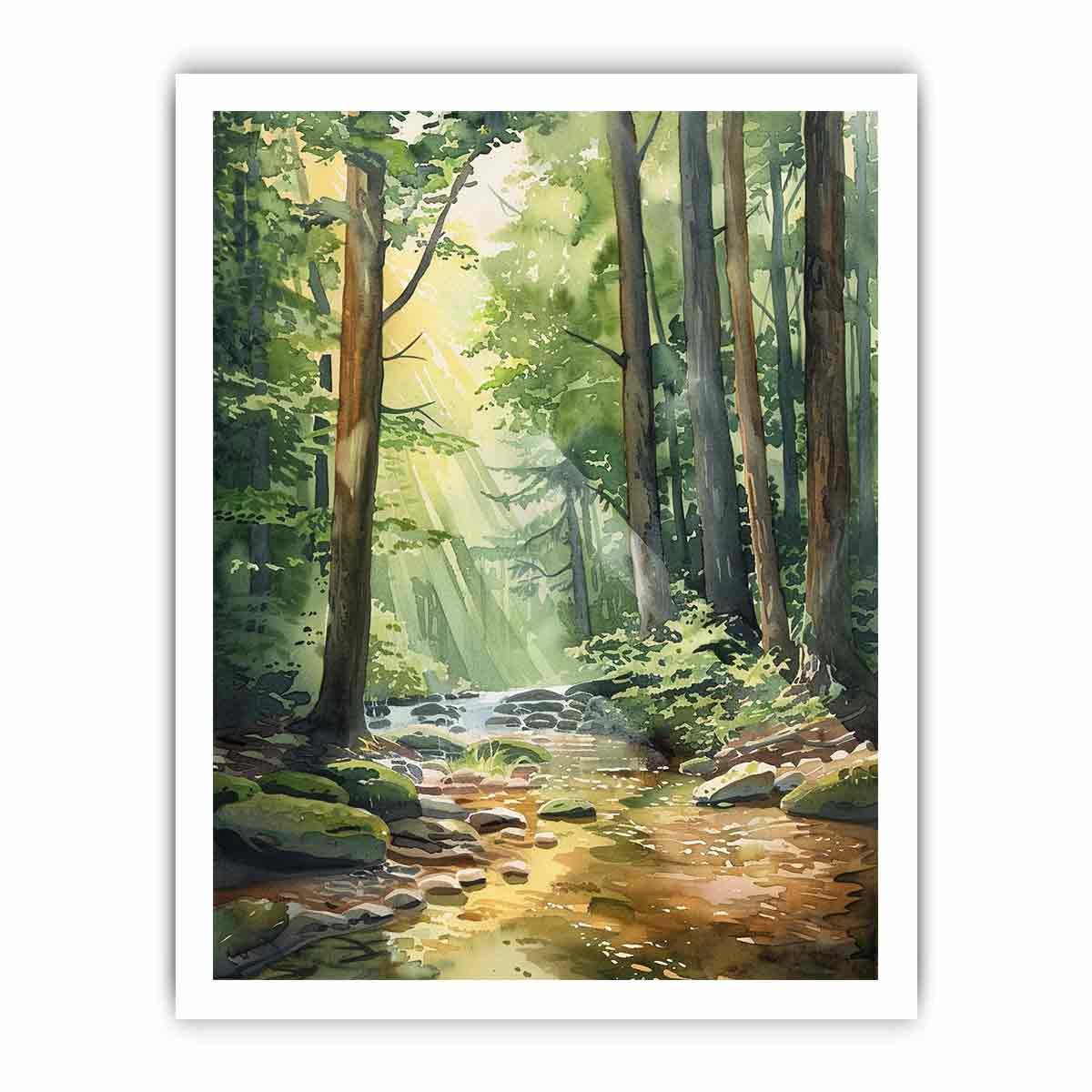 Calm Forest Stream Canvas Wall Art - Image 11