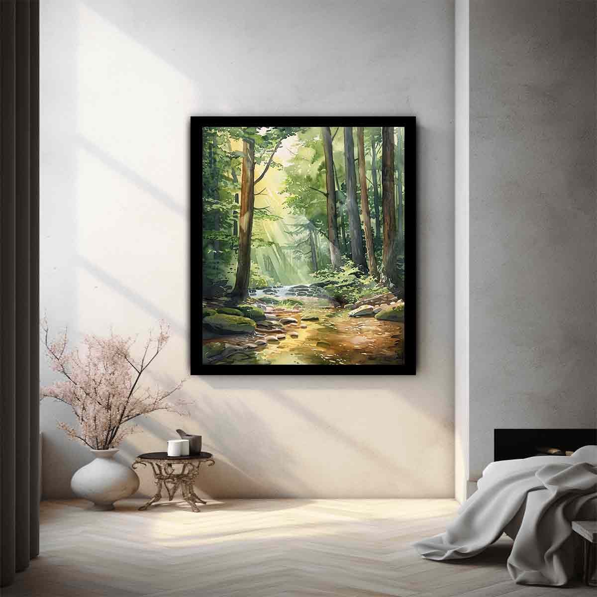 Calm Forest Stream Canvas Wall Art - Image 2
