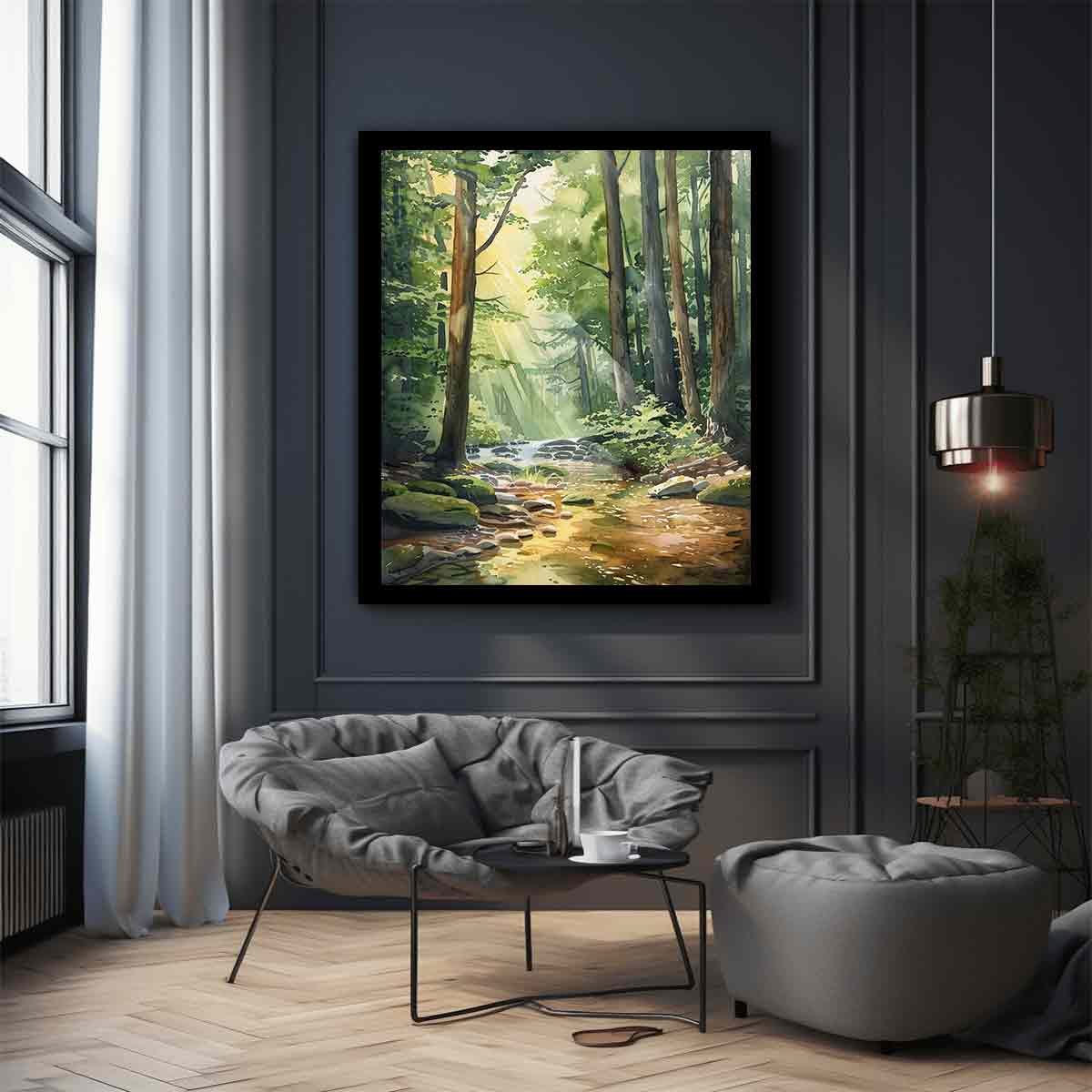 Calm Forest Stream Canvas Wall Art - Image 3