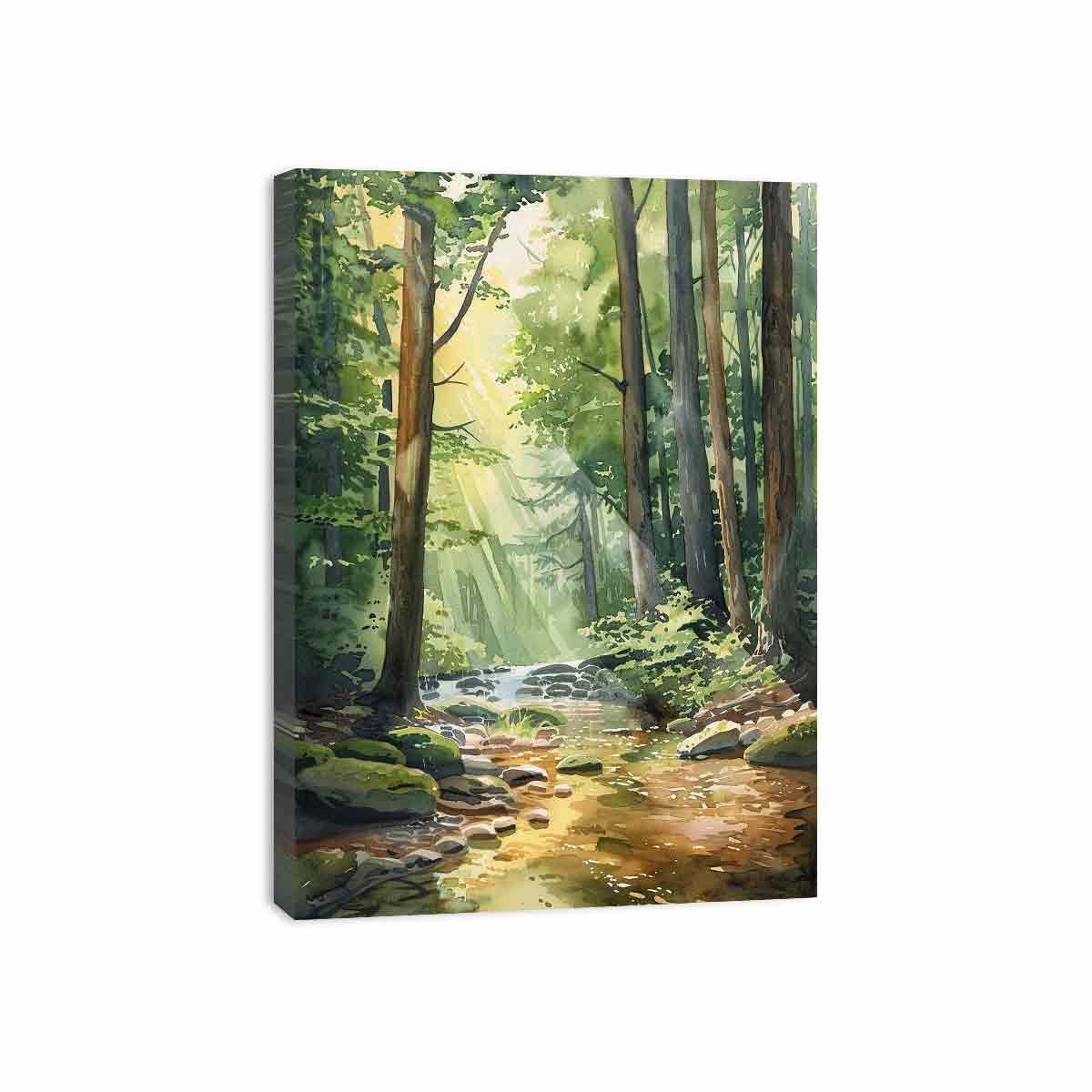 Calm Forest Stream Canvas Wall Art - Image 4