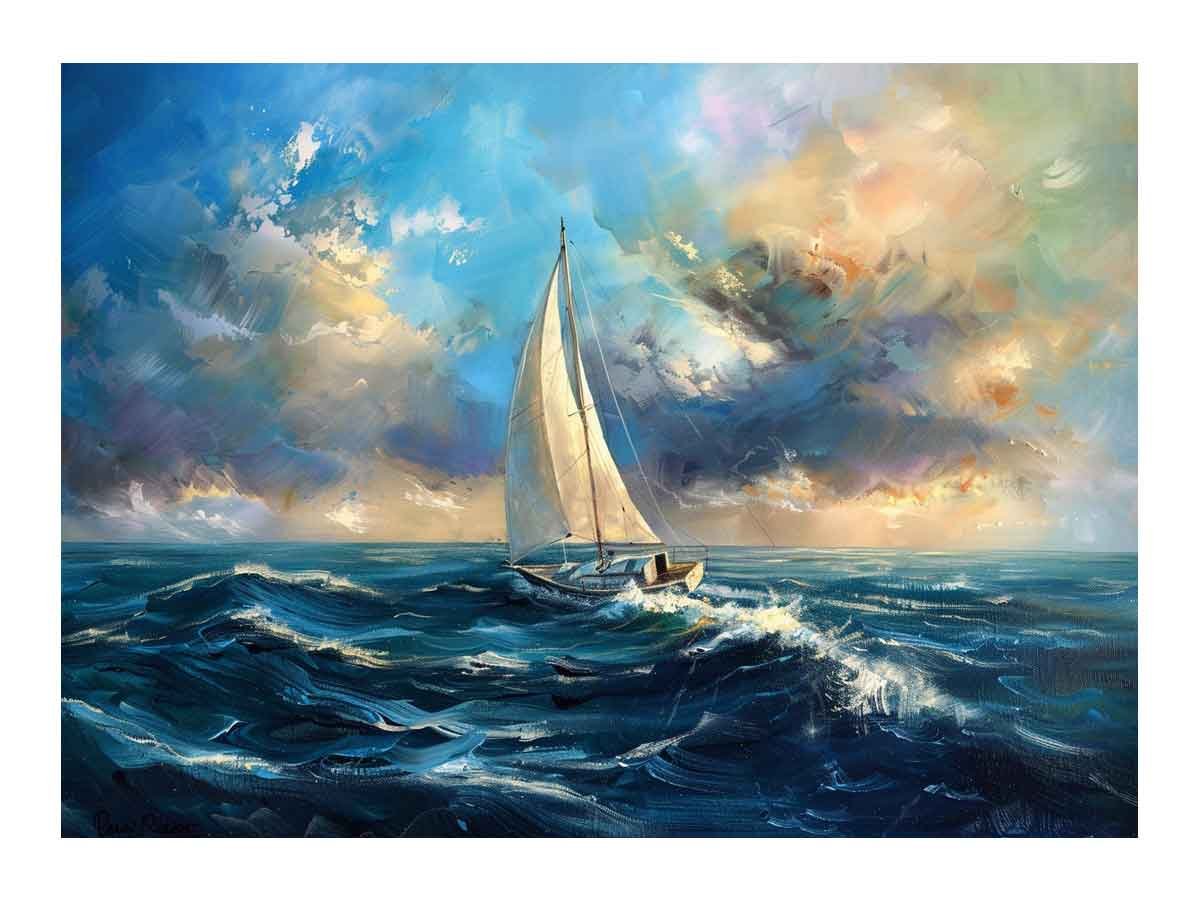 Sailing Boat Canvas Painting On Canvas