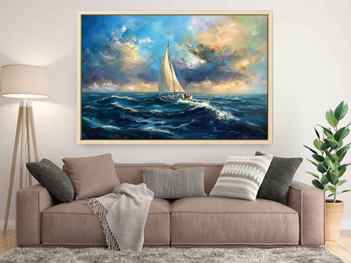 Sailing Boat Canvas Painting On Canvas - Image 2