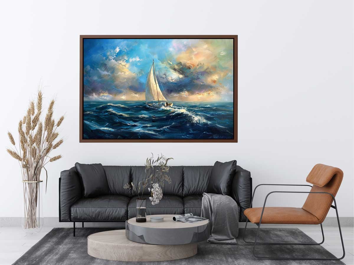 Sailing Boat Canvas Painting On Canvas - Image 3