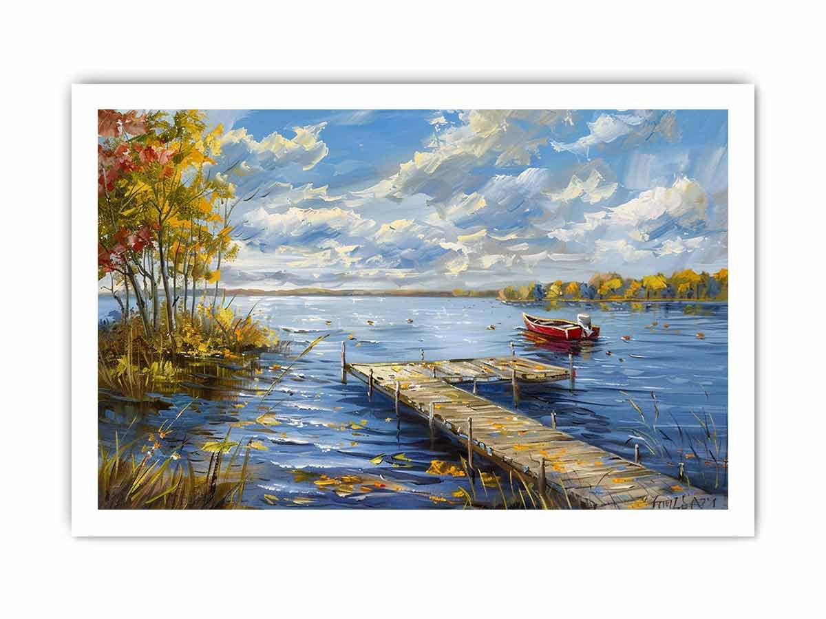 Quiet Lakeside Calm Dock & Lake Canvas Wall Art - Image 11