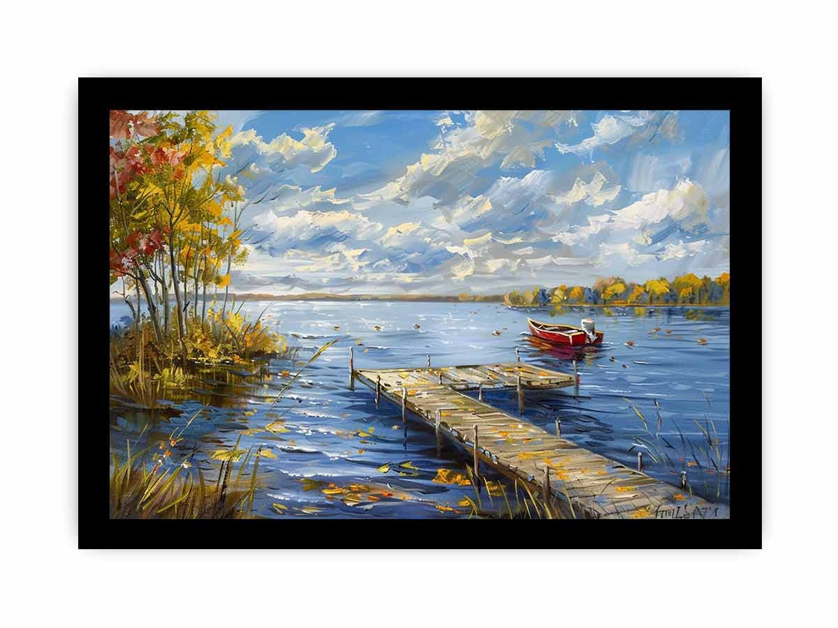 Quiet Lakeside Calm Dock & Lake Canvas Wall Art - Image 28
