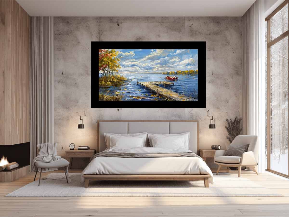 Quiet Lakeside Calm Dock & Lake Canvas Wall Art - Image 2