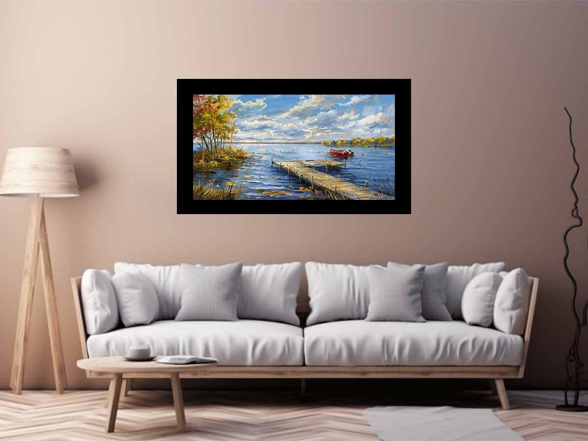 Quiet Lakeside Calm Dock & Lake Canvas Wall Art - Image 3