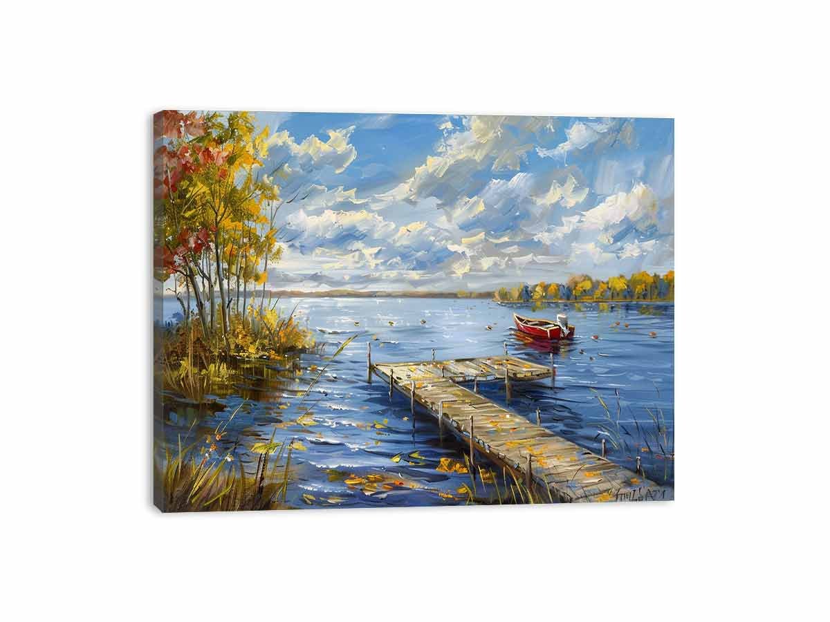 Quiet Lakeside Calm Dock & Lake Canvas Wall Art - Image 4