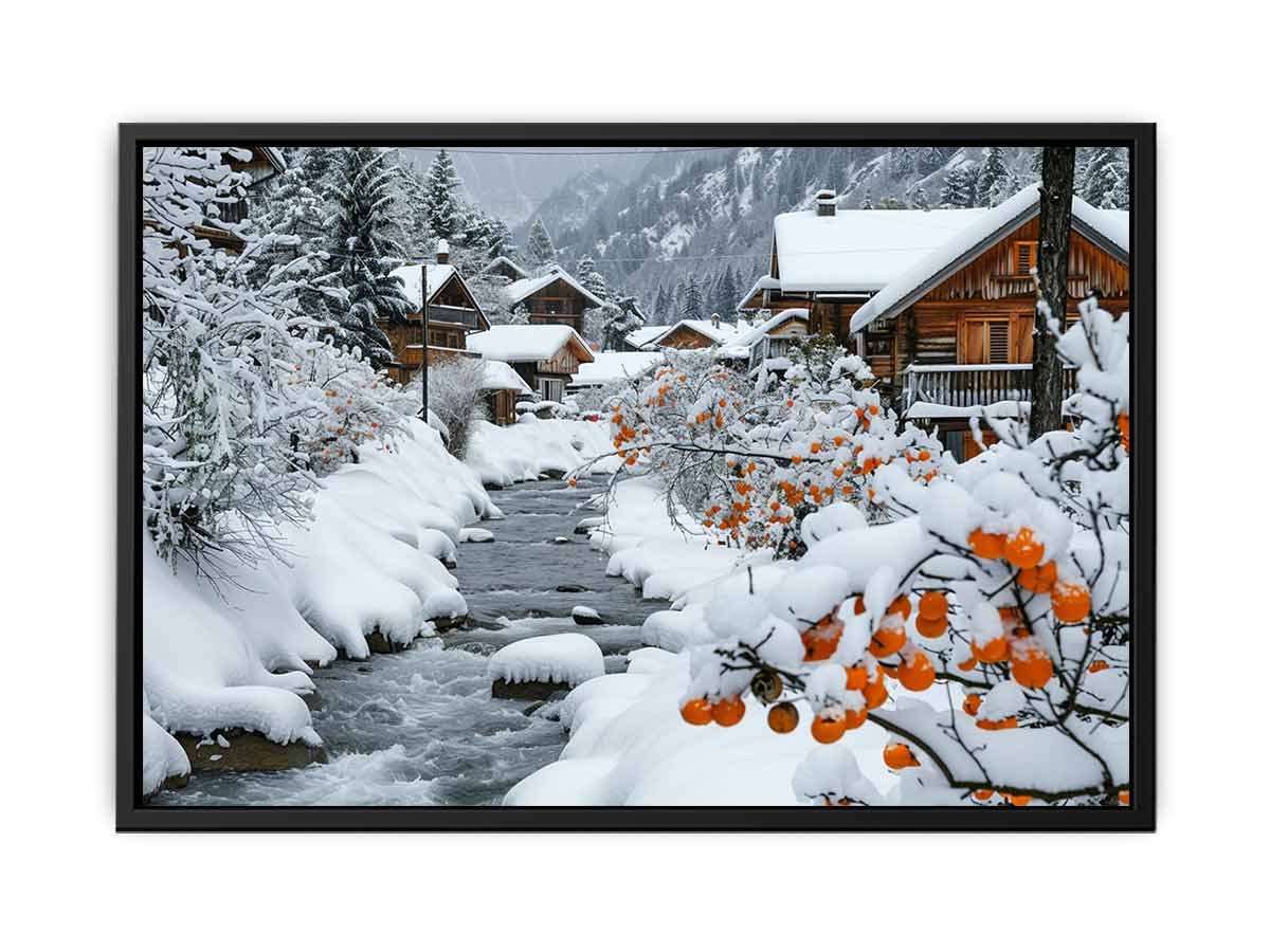 Winter Haven Snowy Alpine Village Canvas Wall Art - Image 5