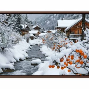 Winter Haven Snowy Alpine Village Canvas Wall Art- Artisiem