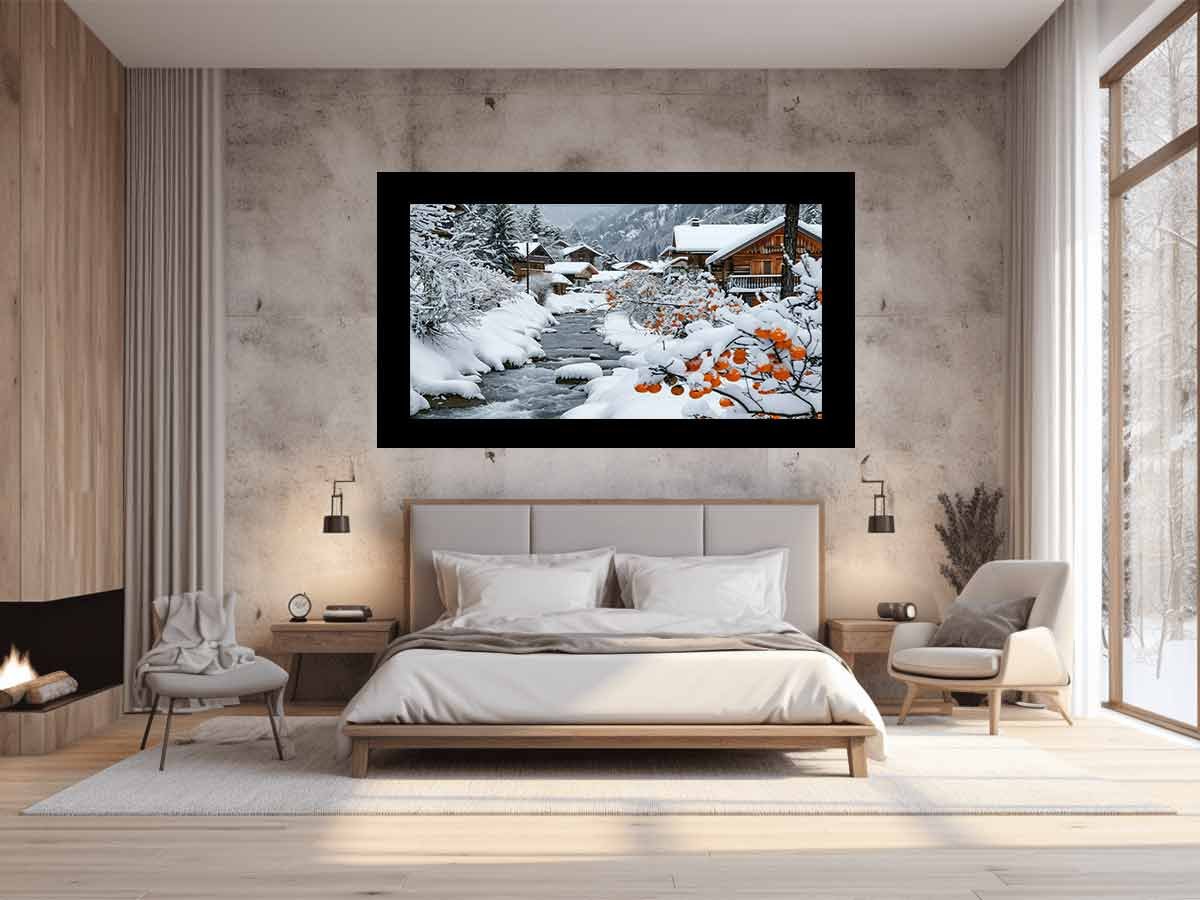 Winter Haven Snowy Alpine Village Canvas Wall Art - Image 2