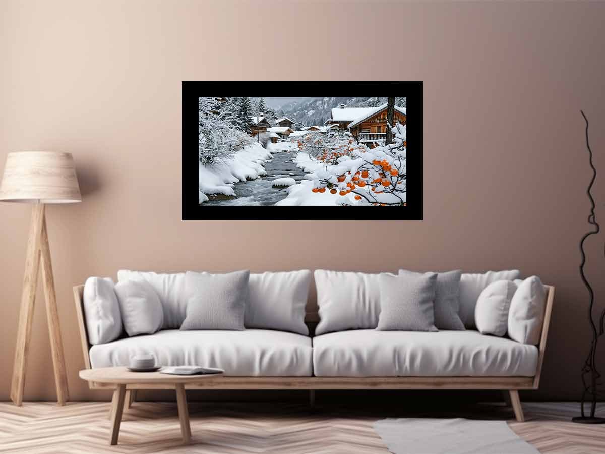 Winter Haven Snowy Alpine Village Canvas Wall Art - Image 3