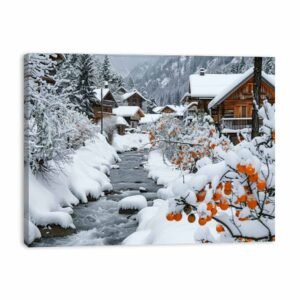 Winter Haven Snowy Alpine Village Canvas Wall Art - Image 6