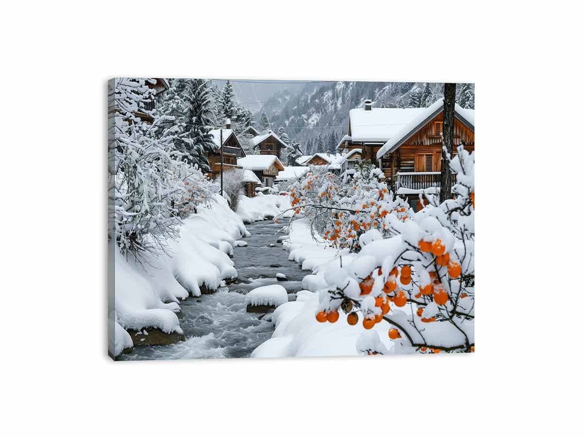 Winter Haven Snowy Alpine Village Canvas Wall Art - Image 12