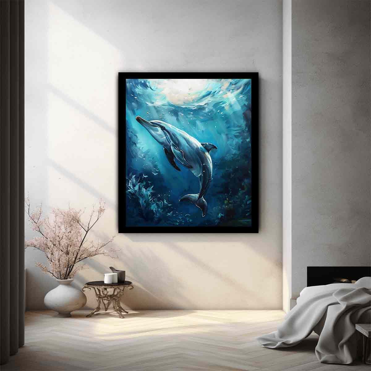 Dolphin Underwater Canvas Wall Art - Image 2