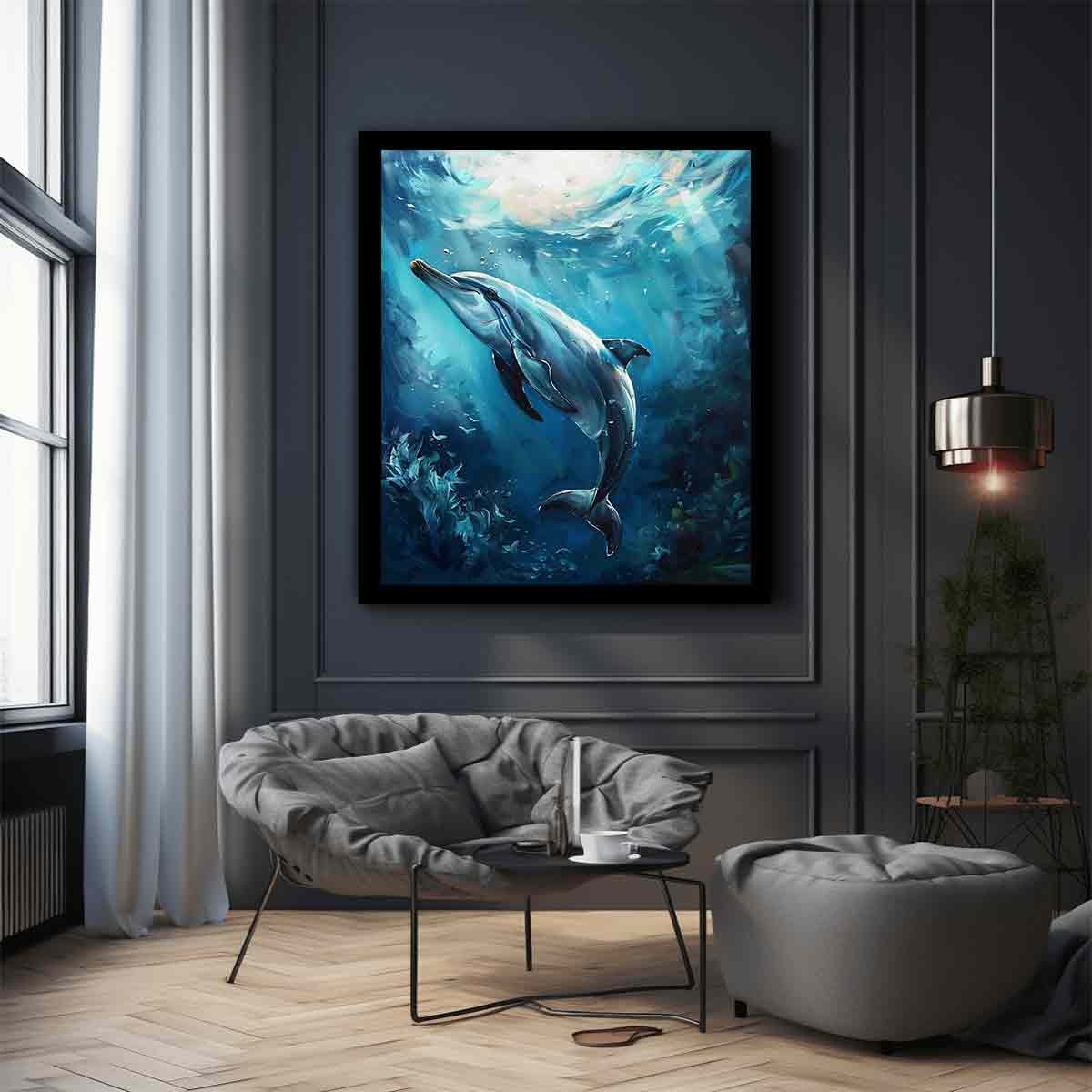 Dolphin Underwater Canvas Wall Art - Image 3