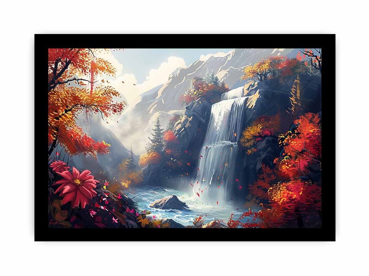 Autumn Falls Waterfall Landscape Canvas Wall Art - Image 10