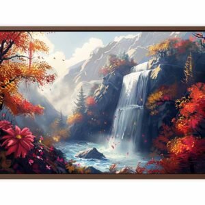 Autumn Falls Waterfall Landscape Canvas Wall Art- Artisiem