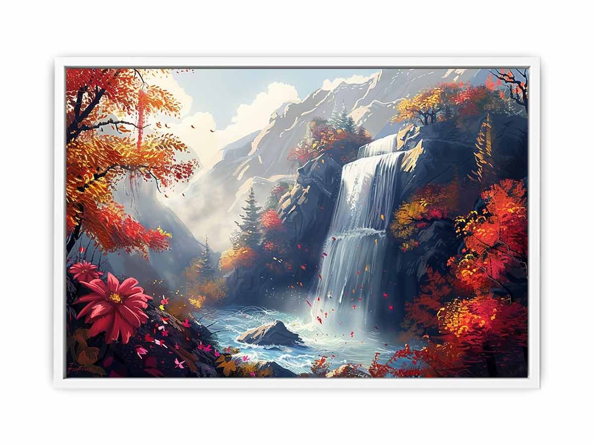 Autumn Falls Waterfall Landscape Canvas Wall Art - Image 26