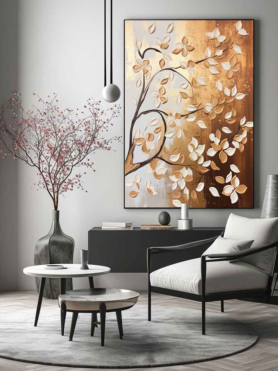 Autumn Branch Warm Nature Canvas Wall Art - Image 2