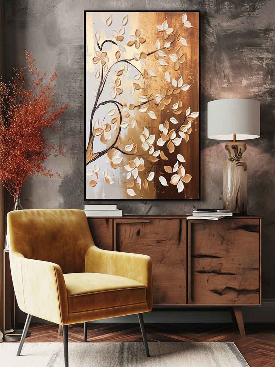 Autumn Branch Warm Nature Canvas Wall Art - Image 3