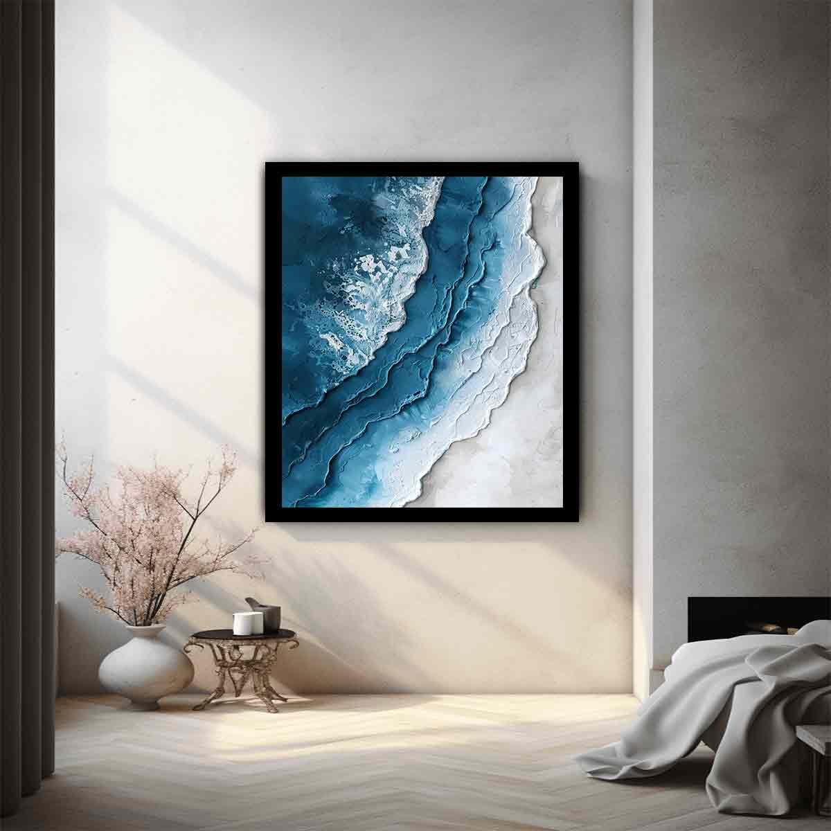 Textured Abstract Ocean Canvas Wall Art - Image 2