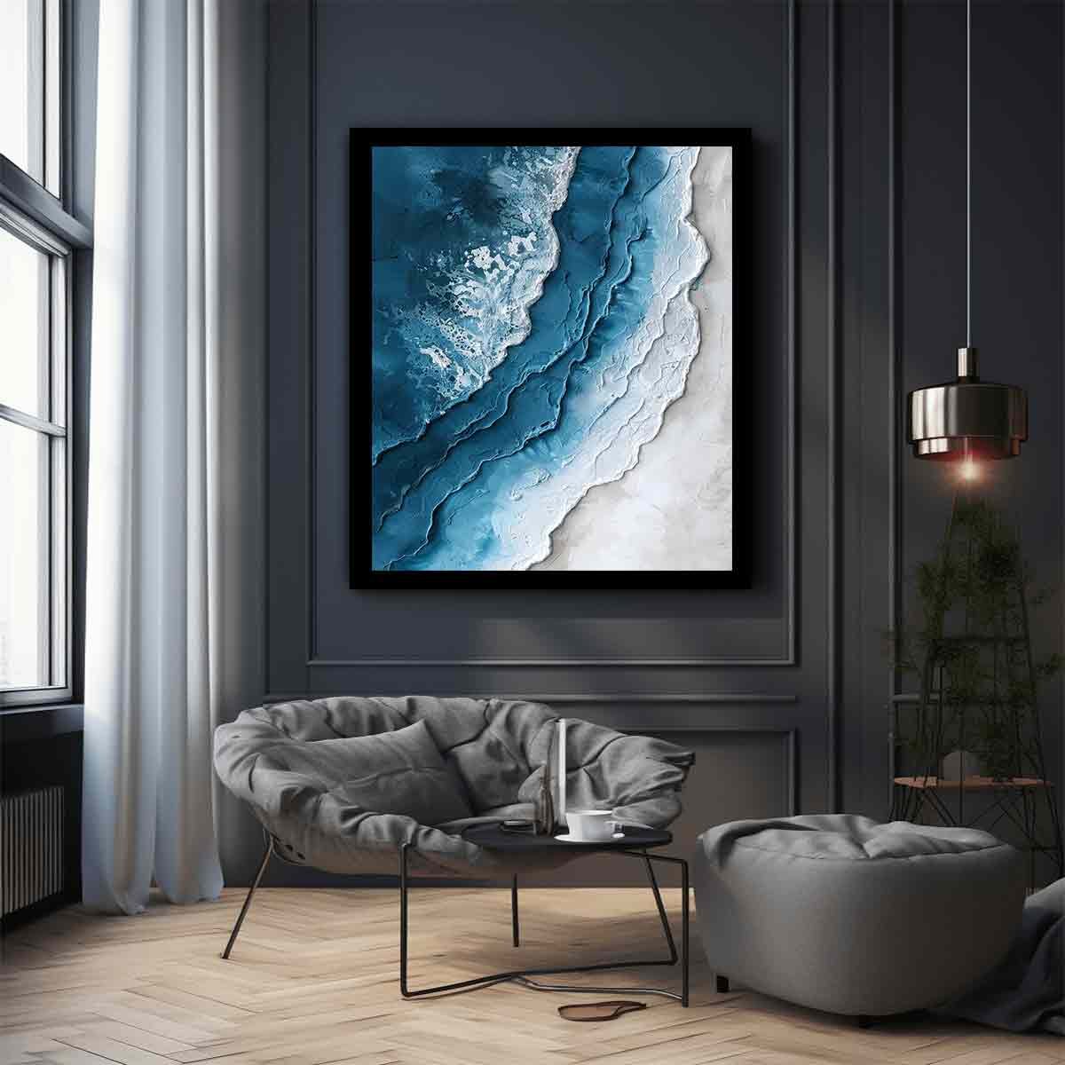 Textured Abstract Ocean Canvas Wall Art - Image 3