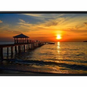 Golden Stillness at Dusk-Sunset Pier Canvas Wall Art- Artisiem