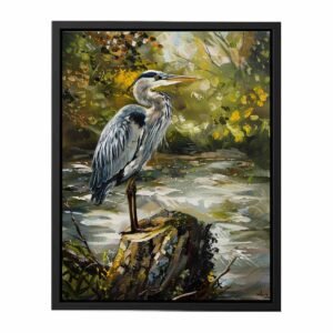 Grey Heron Nature Canvas Art Print- Artisiem