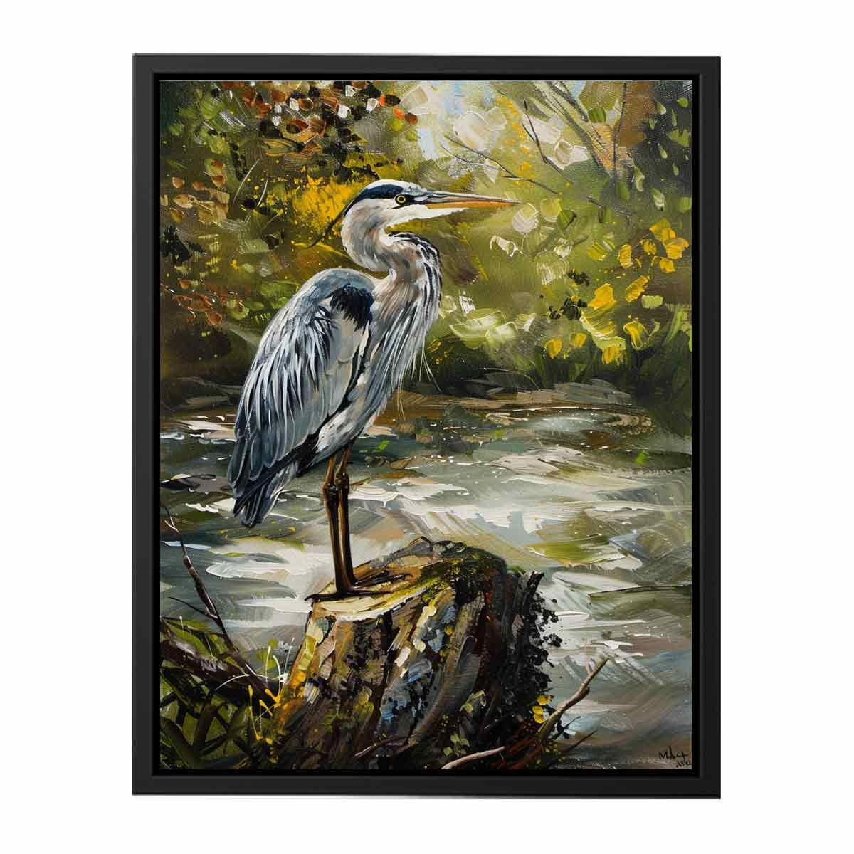 Grey Heron Nature Canvas Art Print - Image 25