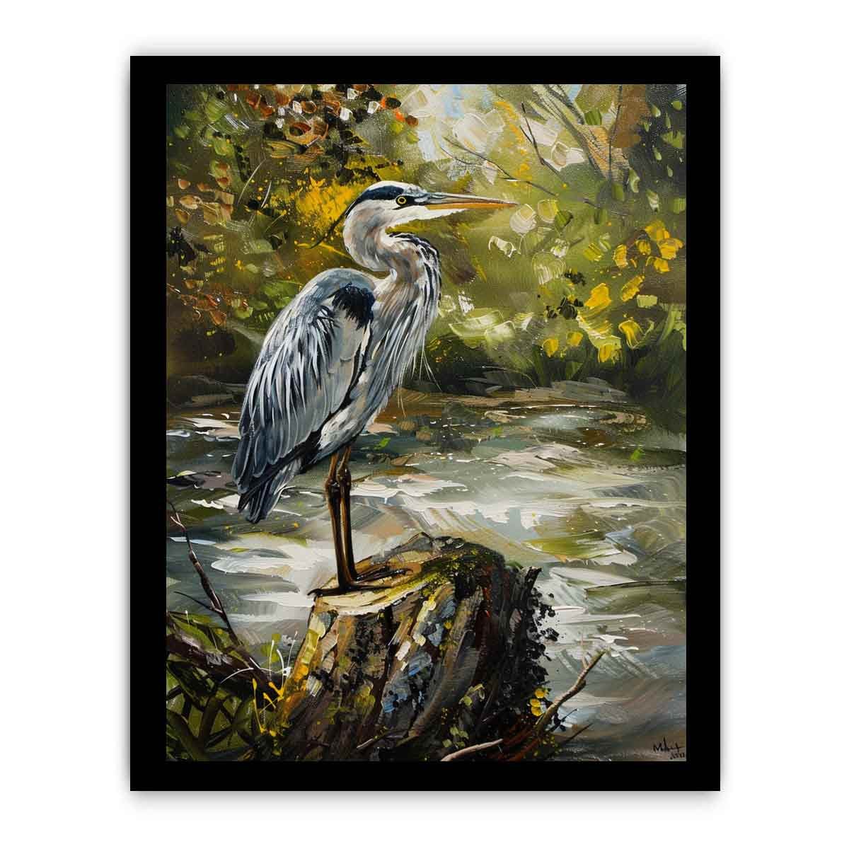 Grey Heron Nature Canvas Art Print - Image 10