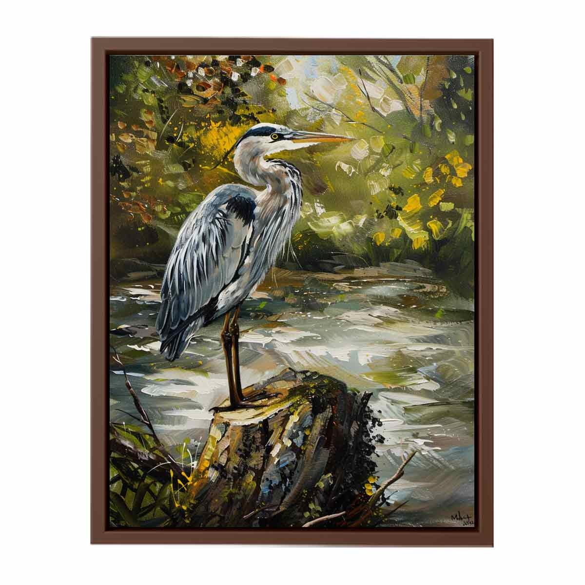 Grey Heron Nature Canvas Art Print - Image 27