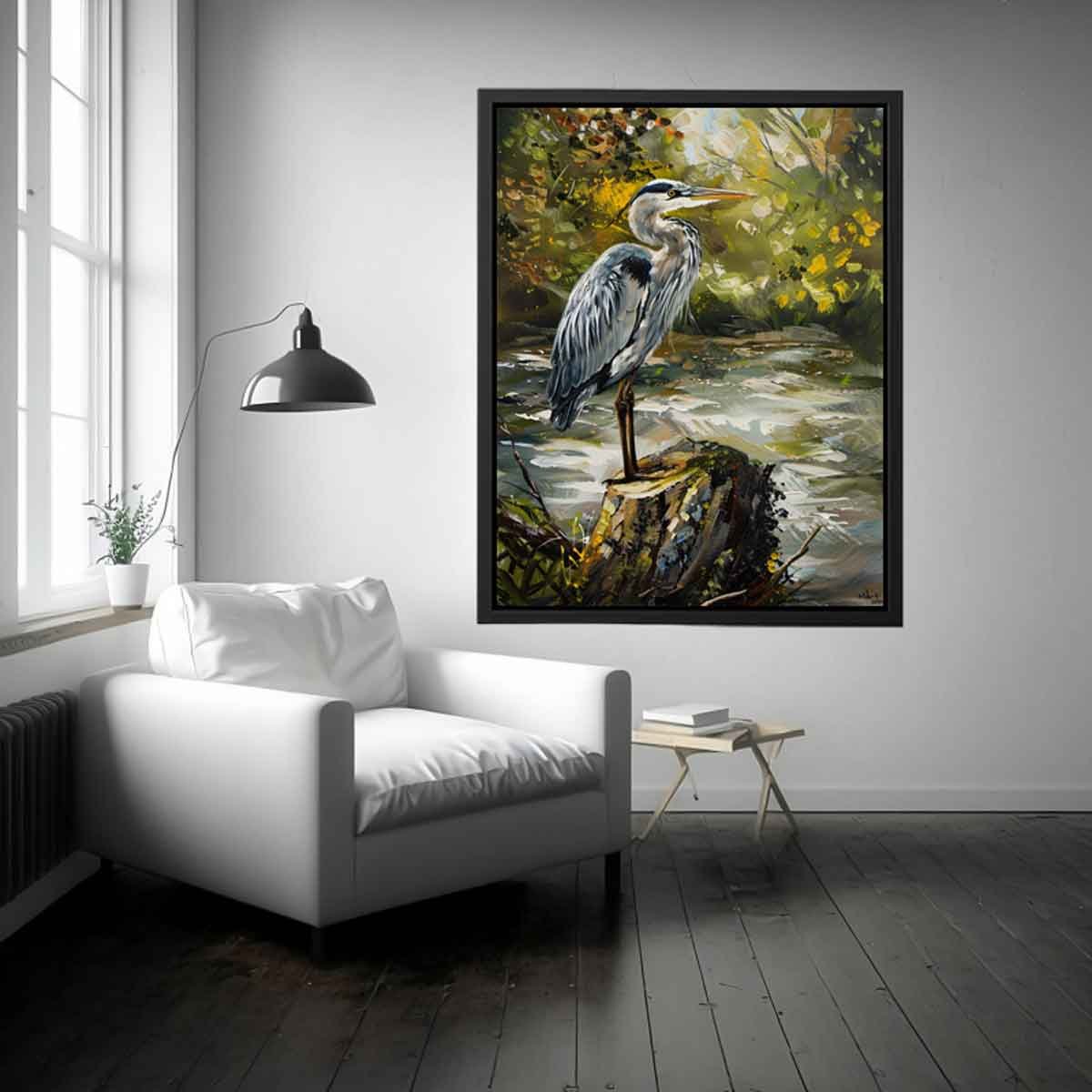 Grey Heron Nature Canvas Art Print - Image 2