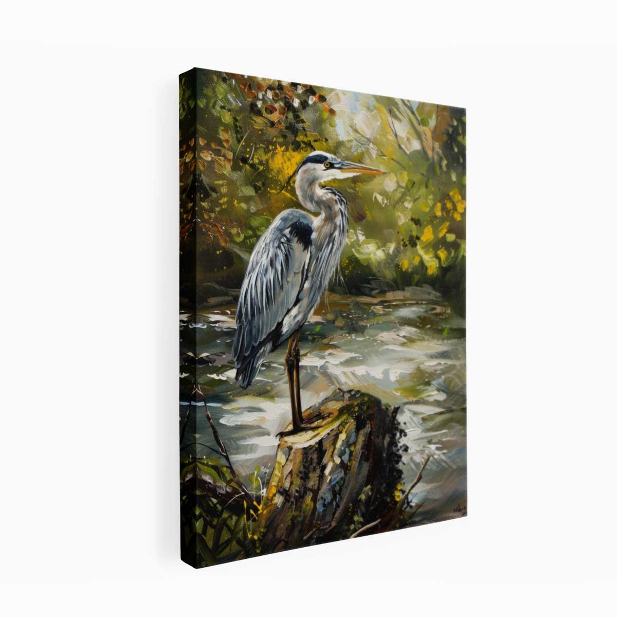 Grey Heron Nature Canvas Art Print - Image 24