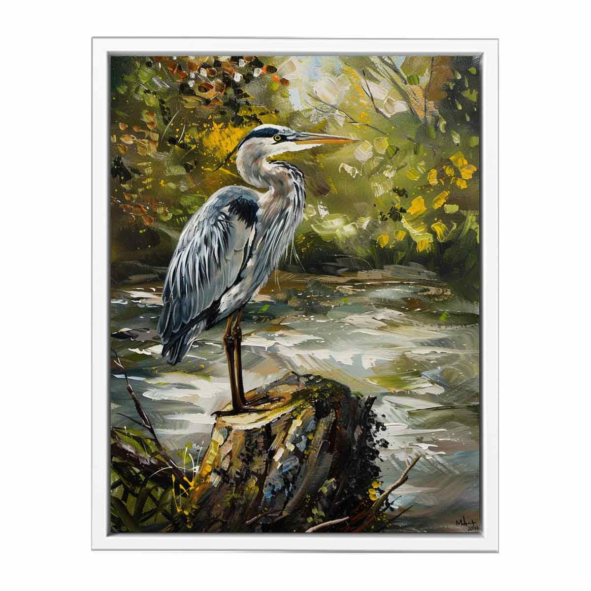 Grey Heron Nature Canvas Art Print - Image 20