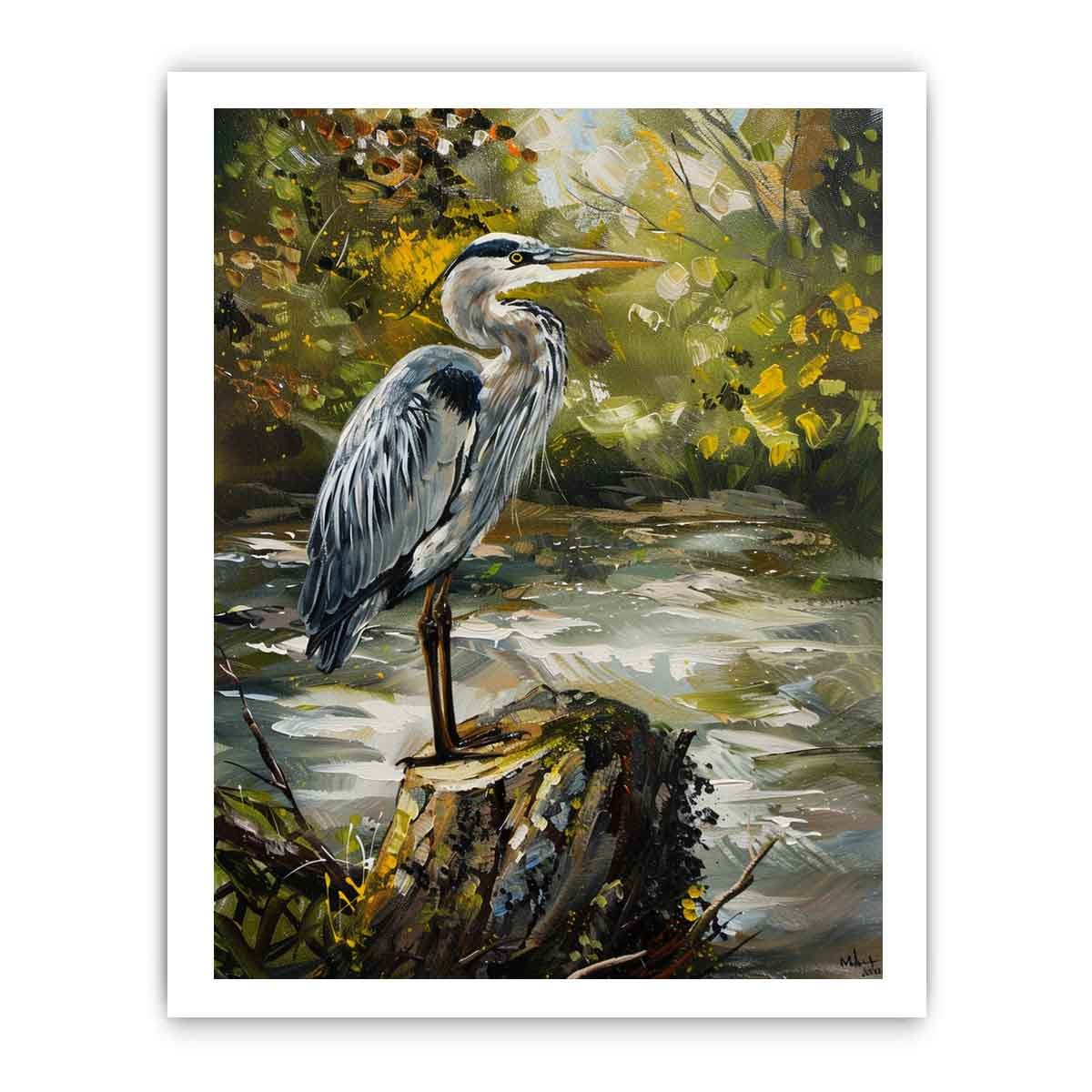Grey Heron Nature Canvas Art Print - Image 11