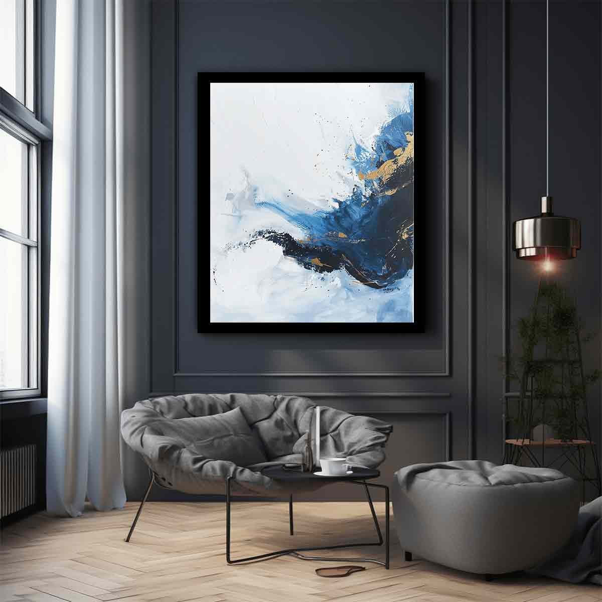 Midnight Flow Modern Abstract Canvas Wall Art - Image 3