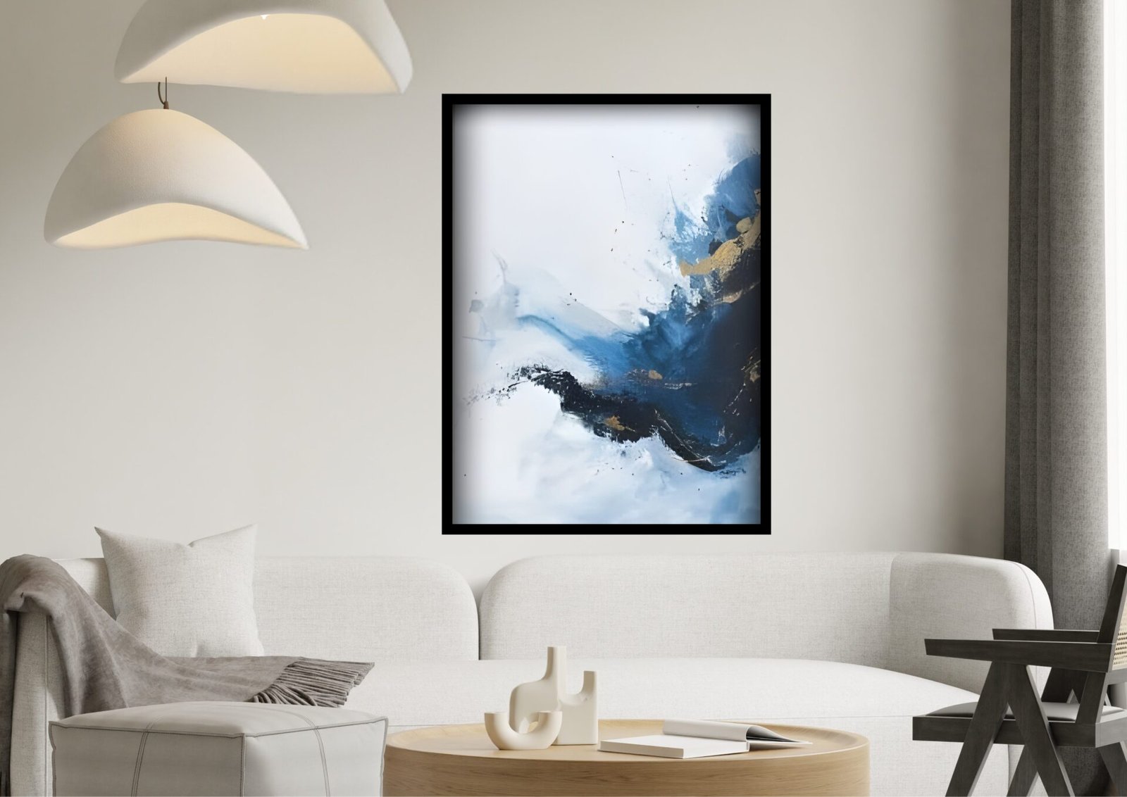 Midnight Flow Modern Abstract Canvas Wall Art- Artisiem