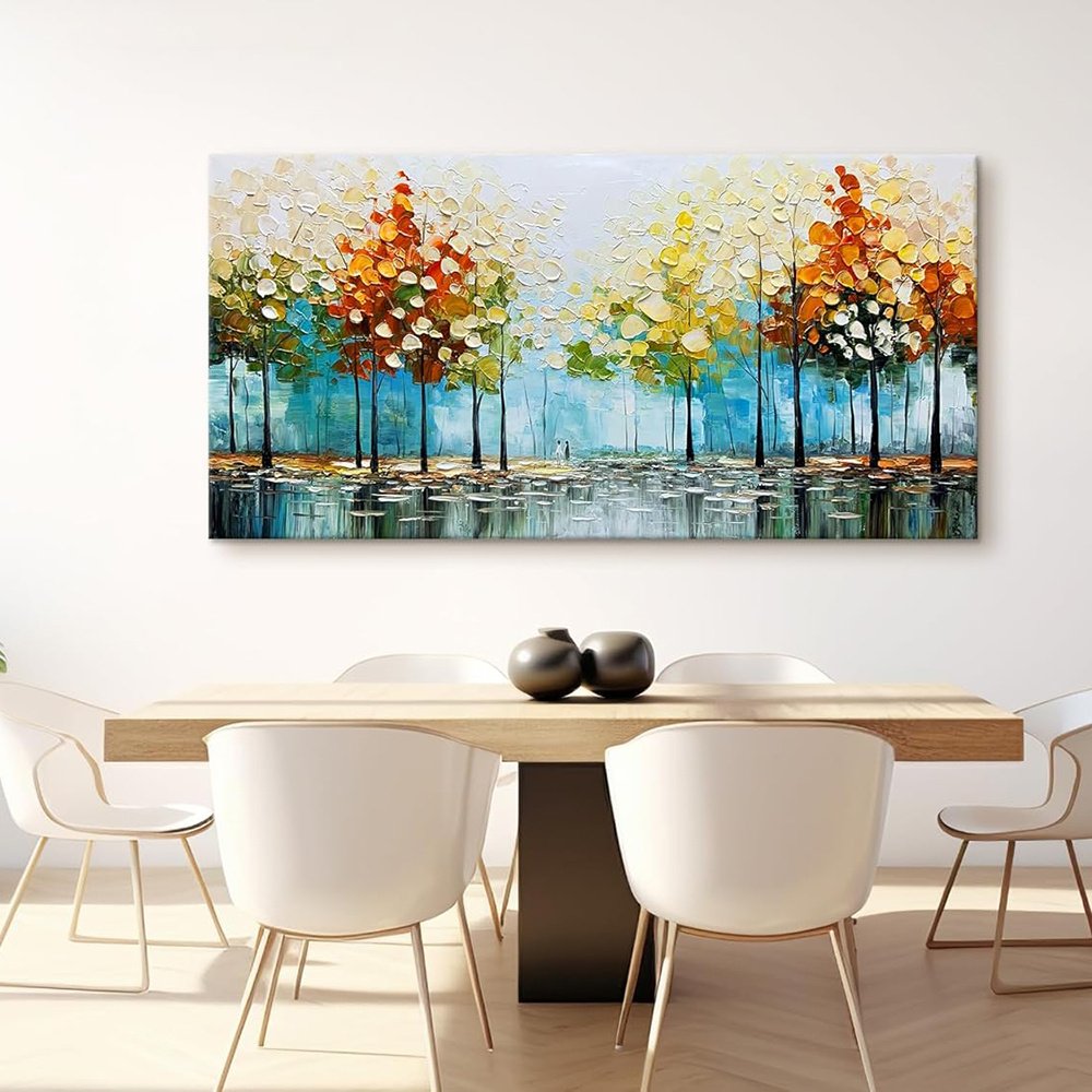 Handmade Palette Knife Tree Landscape Canvas Wall Art Poster - Image 3